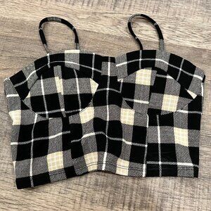 plaid crop tank top